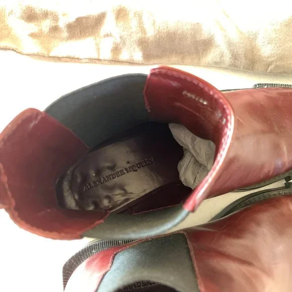 Alexander McQueen Burgundy Square Sole Chelsea boots Us 6 36 - Picture 2 of 7